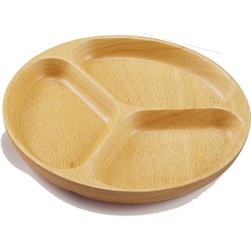 ブナ 丸プレート 3ツ仕切り 14.5 V−107