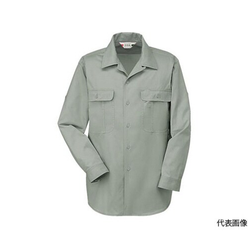 408−9−M 長袖開襟シャツ 緑