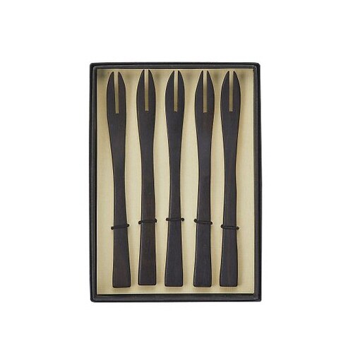 フォーク 縞黒檀 5本黒箱入 800239