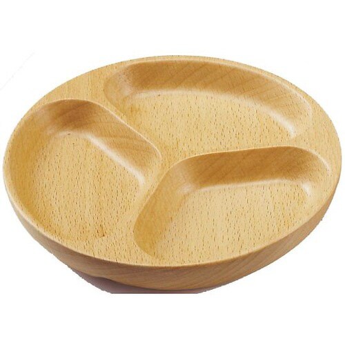 ブナ 丸プレート 3ツ仕切り 12 V−106