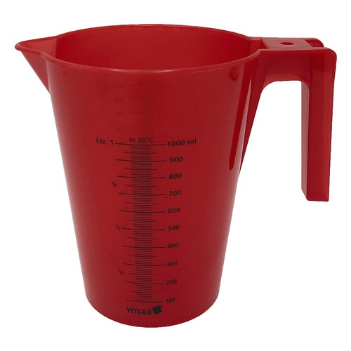 1000mlカラフル手付ビーカー赤12入