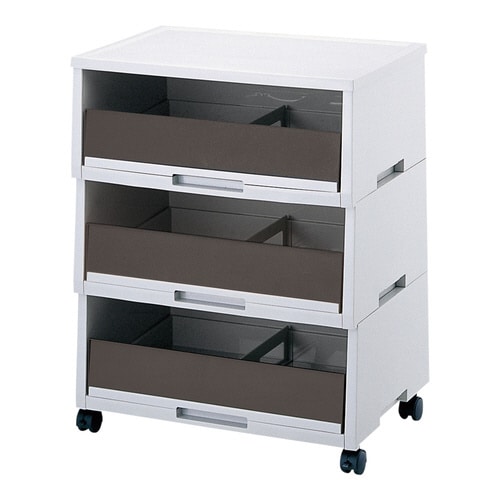 ペーパー分類ボックス(A3深型)ダークグレー 3段