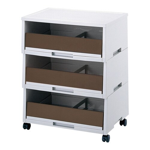 ペーパー分類ボックス(A3深型)ブラウン 3段