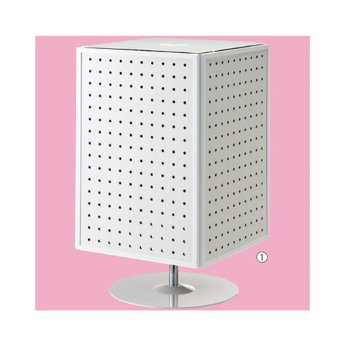 卓上4面回転有孔パネル什器 ホワイト
