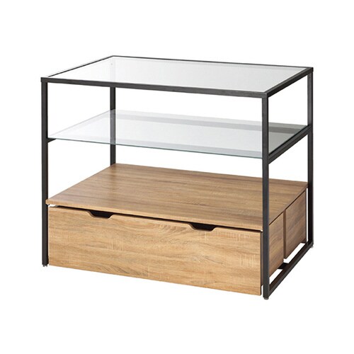 3段テーブルH100cm ブラック トロッコ有