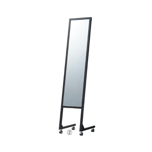 L字脚ミラー キャスター付 黒