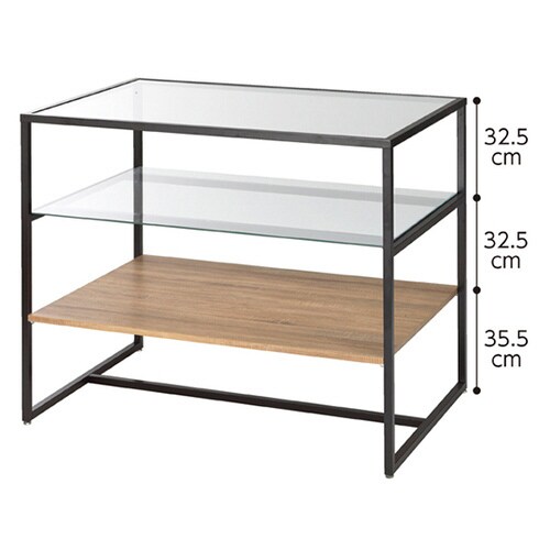 3段テーブルH100cm ブラック トロッコ無