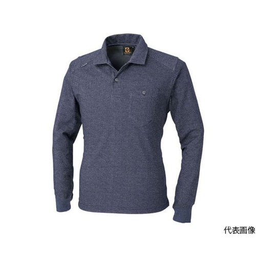 デニムフィール長袖ポロ インディゴ 5Lサイズ