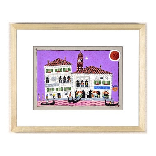 絵画 「運河のカフェ」 (作者名:奥村ユズル)