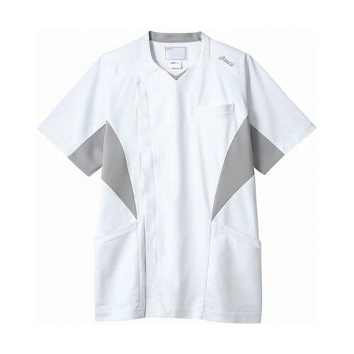 スクラブ メンズ 半袖 ホワイト×ライト