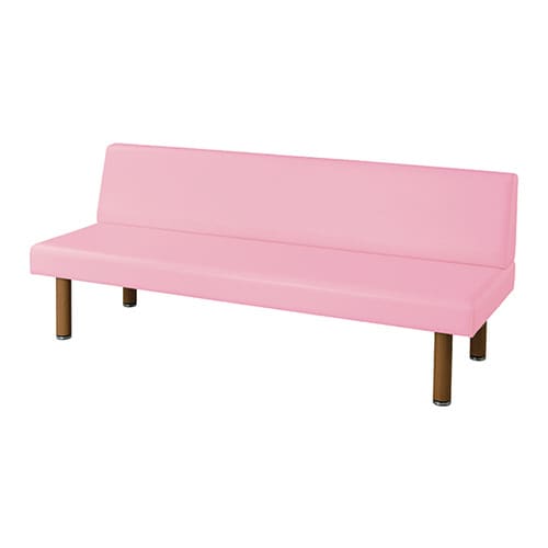 ロビーベンチ(背付き・木目調) ピンク