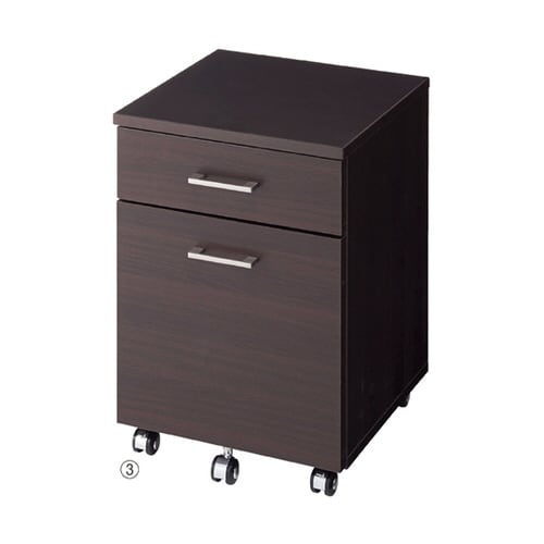 ワゴンキャビネット ダークブラウン