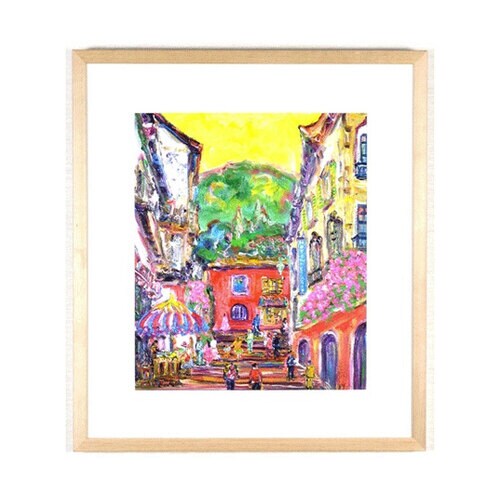 絵画 「ブーゲンビリアの咲く街」 (作者