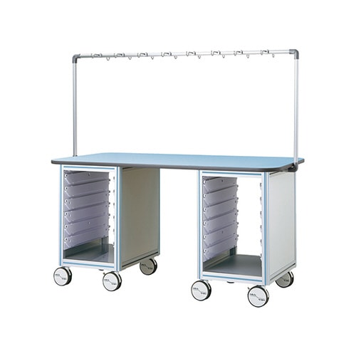 点滴作業台(対面型・シングルフレーム) ブルー