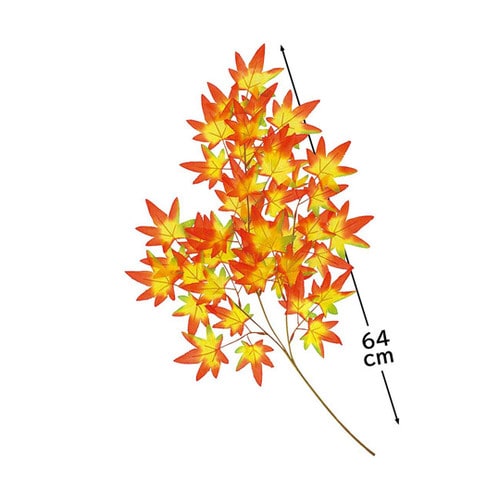 紅葉造花スプレー 64cm 秋飾り オレ