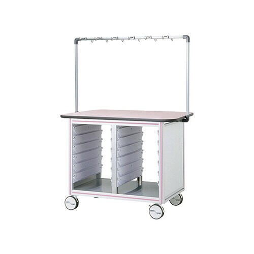 点滴作業台(対面型・シングルフレーム) ピンク