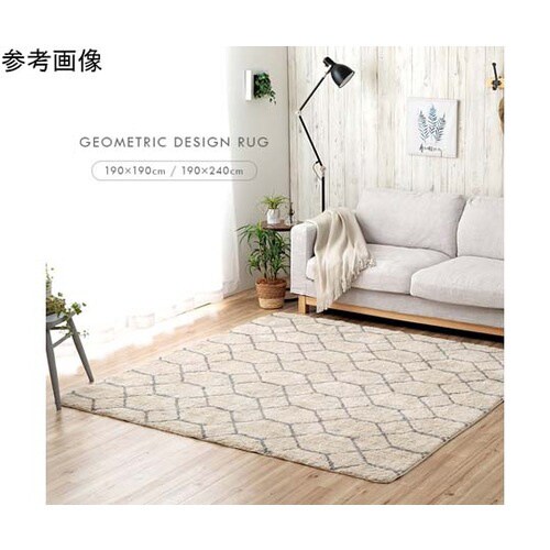 ふんわりラグ 幾何柄 アイボリー 約19