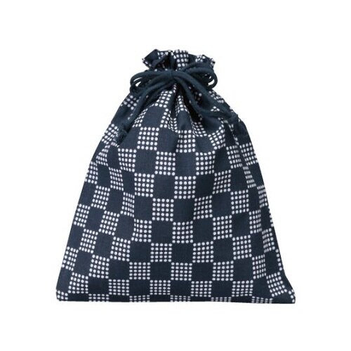 和風柄巾着 大 市松柄 ネイビー 1箱(