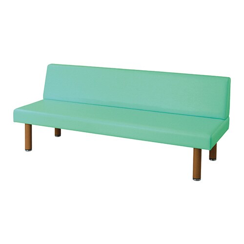 ロビーベンチ(背付き・木目調) ライトグリーン