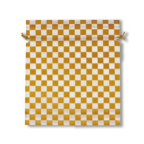 不織布市松柄巾着 マスタード 1箱(1000枚入)