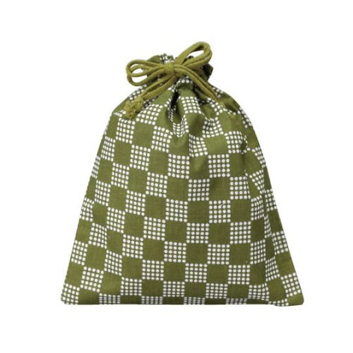 和風柄巾着 大 市松柄 グリーン 1箱(