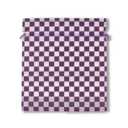 不織布市松柄巾着 バイオレット 1箱(1