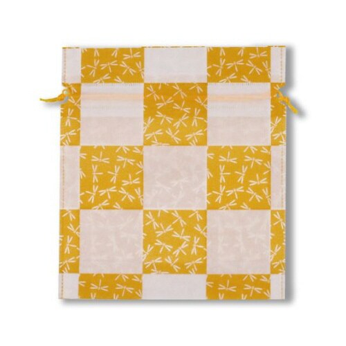 不織布巾着C蜻蛉柄 マスタード 1箱(1