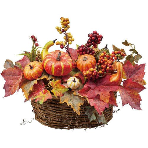 ナチュラルパンプキン秋造花かごアレンジ
