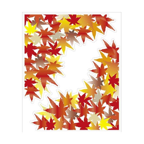 ウィンドウシール 秋額縁 紅葉 両面