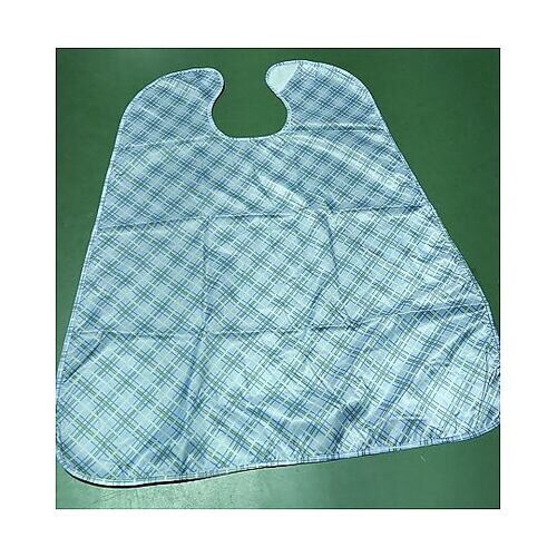 食事用エプロン 格子柄 ブルー 100枚入