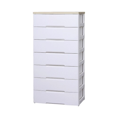 ウッドトップチェスト 幅80‐7 ホワイト/ペアー