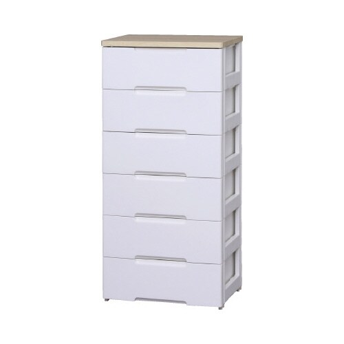 ウッドトップチェスト 幅55‐6 ホワイト/ペアー