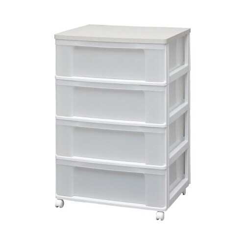 ウッドトップチェスト 4段 ホワイト/ホワイト