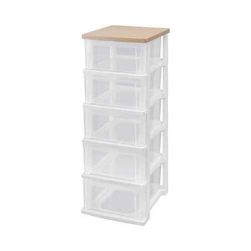 ウッドトップチェスト スリム 5段 FO/CR