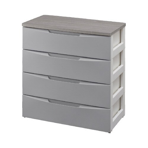 デザインウッドトップチェスト 幅72‐4段 グレー
