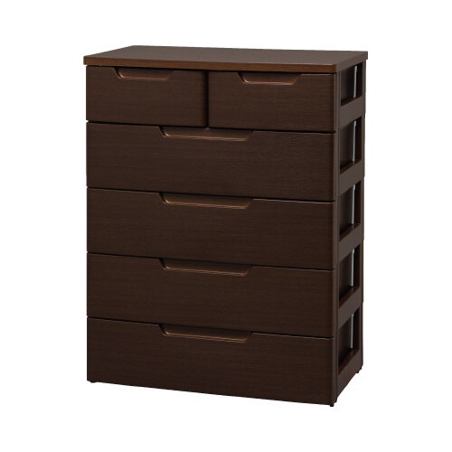 MUチェスト 大4小2 木目ブラウン