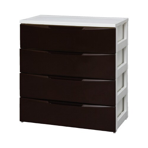 スリムチェスト 幅72−4段 ホワイト/ブラウン
