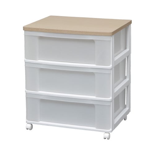 ウッドトップチェスト 3段 ホワイト/FO