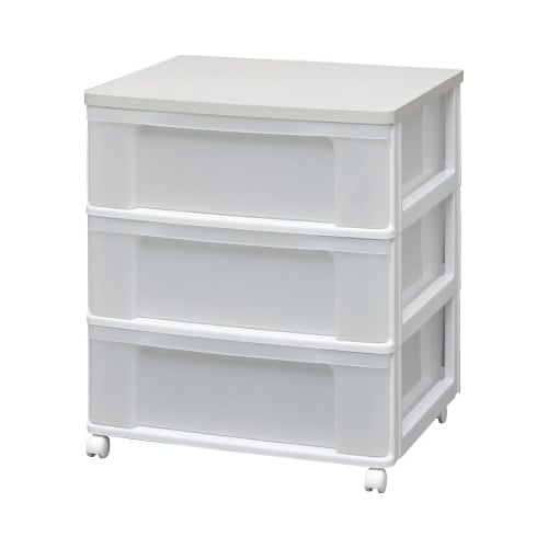 ウッドトップチェスト 3段 ホワイト/ホワイト