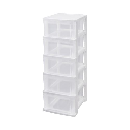 スリムチェスト 5段 ホワイト/クリア