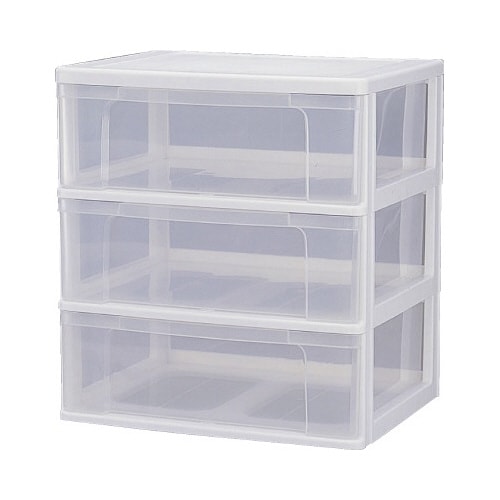 ワイドチェスト 幅63−3段 ホワイト/クリア