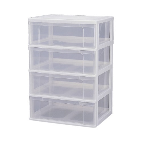 ワイドチェスト 幅63−4段 ホワイト/クリア