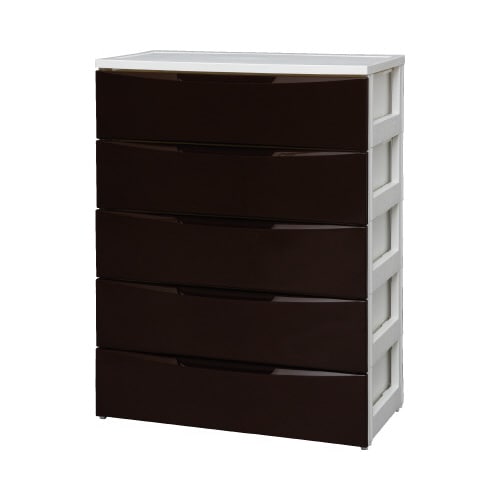 スリムチェスト 幅72−5段 ホワイト/ブラウン