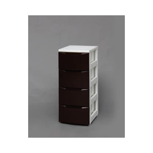 スリムチェスト 幅32−3段 ホワイト/ブラウン