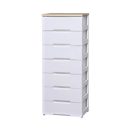 ウッドトップチェスト 幅55‐7 ホワイト/ペアー