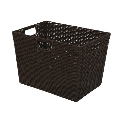 カラー編みバスケット 深型 ブラウン