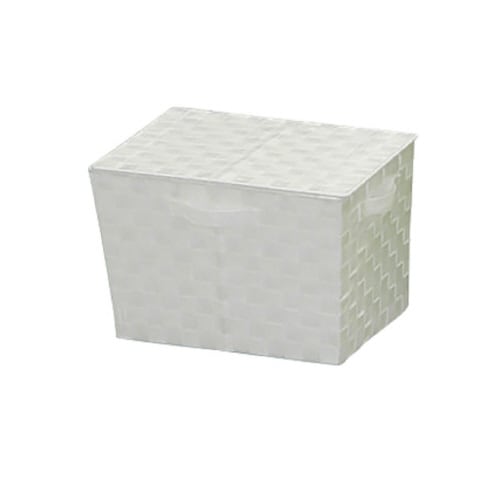 カラーバスケット フタ付 ホワイト