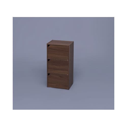 モジュールボックス扉付 3段 ウォールナット