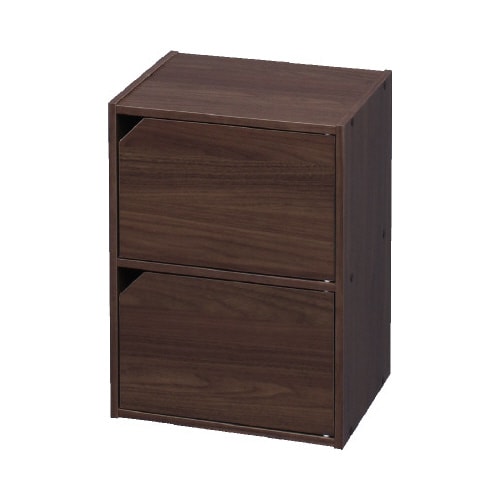 モジュールボックス扉付 2段 ウォールナット