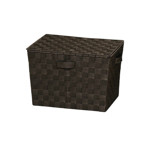 カラーバスケット フタ付 ブラウン